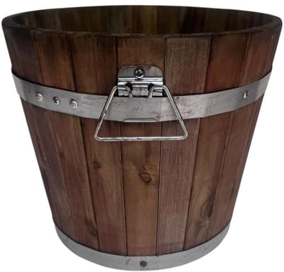 Plantenbak van Bruin Acaciahout met Handgreep – 33x28 cm – FSC-gecertificeerd – Ruime Houten Kuip voor Binnen en Buiten