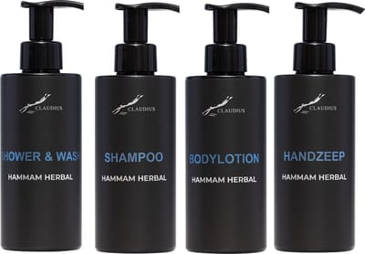 Compleet pakket Hammam Herbal - Shower & Wash + Shampoo + Bodylotion + Handzeep - 300 ml per fles - complete set van 4 stuks - bodycare - luxe fles - Cadeau