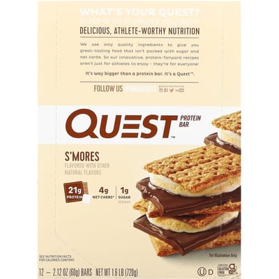 Quest Nutrition, Barre protéinée, S'mores, 12 barres, 60 g (2,12 onces) chaque