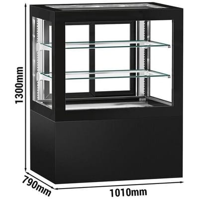 GGM Gastro Kühl- & Kuchenvitrine - 1010mm - Doppelverglasung - mit Beleuchtung & 2 Ablagen Zwart