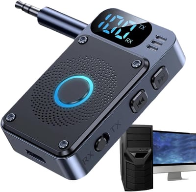 Draadloze Zender - Audioconverter Ontvanger - Muziek Streamen - Digitaal Display - 5.7 x 3.4 x 1.4 cm - Zwart