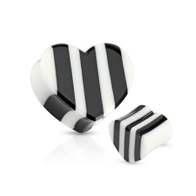 16 mm Double-flared plug zwart/wit hart ©LMPiercings