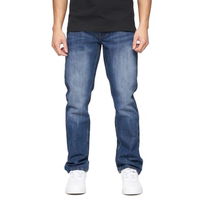 Crosshatch Heren New Techno Denim Jeans met reliëf (Stone Wash)