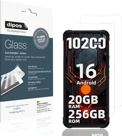 dipos – 2x Pantserfolie geschikt voor CUBOT Kingkong ACE 5 | 9H Screenprotector