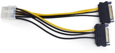 PCIe 8-pins (m) - 2x SATA 15-pins (m) voedingsadapter - 0,15 meter