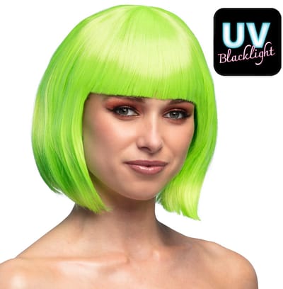 Boland - Pruik Cabaret neongroen Groen - Steil - Kort - Vrouwen - Can Can - Glitter and Glamour