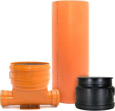 Afvoerbuis met schacht - Rioolsysteem - Afvalwaterbeheer - Waterdicht met geurafsluiter - DN400 1 meter - Oranje