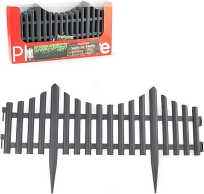 36x stuks flexibele graskant/tuin rand/kantopsluiting hekjes delen van 60 cm donkergrijs - 33 cm hoog incl pinnen
