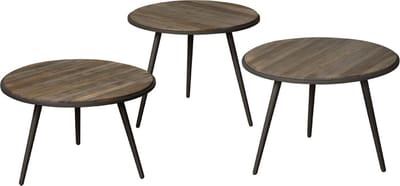 RENEW Turi table set (3) - 54x54/45/40/35 - recl. teak wine