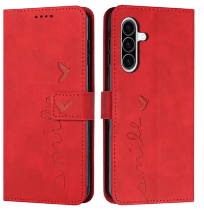 Coverup Hoesje - Geschikt voor Samsung Galaxy A56 Hoesje - Coverup Smile Book Case - Rood