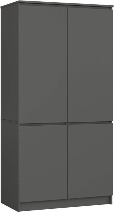 Kledingkast S90 met 4 Deuren / AKORD Furniture Factory / Grafietgrijs / Moderne / 180x90x51 cm
