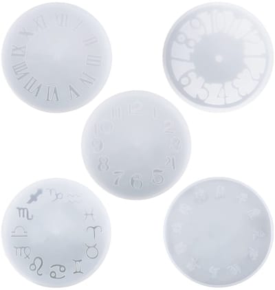Dailygoody - Klok Siliconen Mallen - 5 Stijlen - Creatief en veelzijdig - Transparant - Wandklok DIY - Perfect voor klokken maken - 15 cm diamete