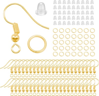 Fako Bijoux - Oorbel Haakjes, Ringetjes & Stoppertjes - Oorbellen Maken - Sieraden Maken - Goud - 100 Stuks