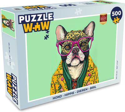 Puzzel Hond - Hippie - Dieren - Bril - Legpuzzel - Puzzel 500 stukjes