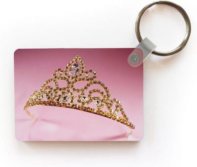 Sleutelhanger - gouden tiara met een diamand - Uitdeelcadeautjes - Plastic
