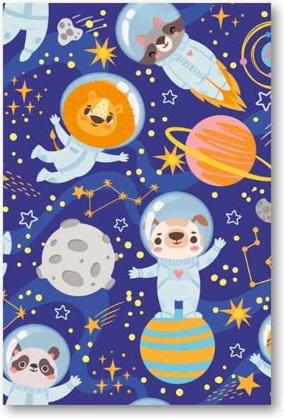 Dieren in de ruimte - 60x90 Poster Staand - Besteposter - Dieren - Kinderen - Kinderkamer
