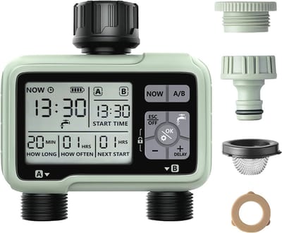Irrigatietimer voor de tuin - Programmeerbare watertimer met Regenbui en Handmatige Modi