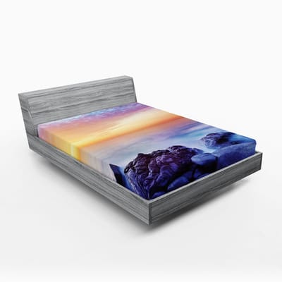 ABAKUHAUS Strandhoeslaken, Ochtendregenboogkleuren, Zachte decoratieve stof met elastische randen, 135 cm x 190 cm, Blauwpaars