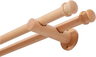 Houten Gordijnroede - Romeinse Roede - Woondecoratie - Verstelbaar - 100 cm - Natuurlijk Hout