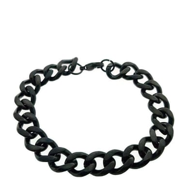 Aramat Jewels | Armbanden | Zwarte Stalen Gourmetarmband 12mm 21cm RVS | | | |12mm | Staal | Volwassenen | Verkleurd niet