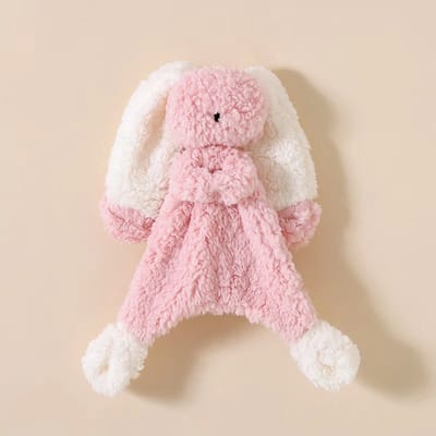 Il Bambini - heerlijke zachte grote knuffel - roze konijn - met ratel - knuffeldoekje - kraamcadeau - babykado