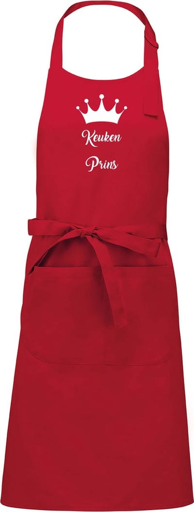 mijncadeautje - luxe schort - keukenprins met kroon - rood