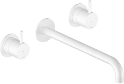 Hotbath Cobber CB105TEXT25 afbouwdeel inbouw wastafelkraan 3-gats met 25cm uitloop mat wit