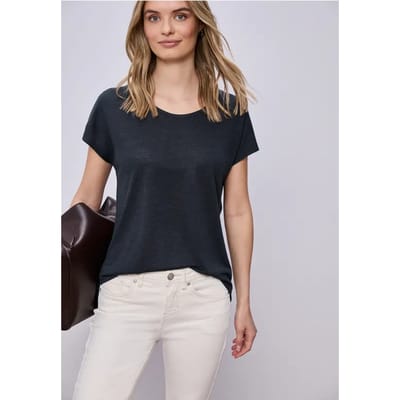 Shirt met overhangende schouders in linnenlook