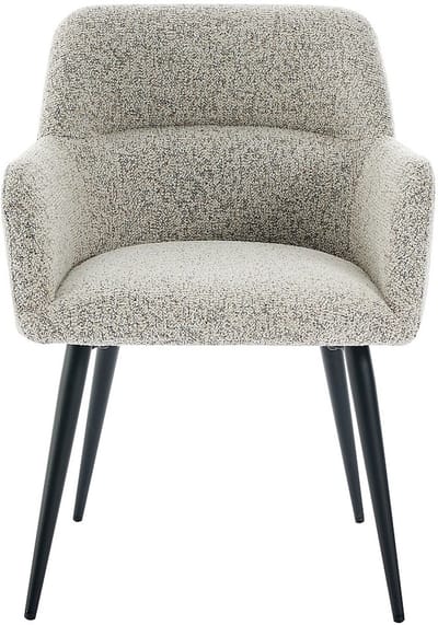 Vente-unique Set van 2 stoelen met armleuningen in tweed en zwart metaal - Crème - HEKA
