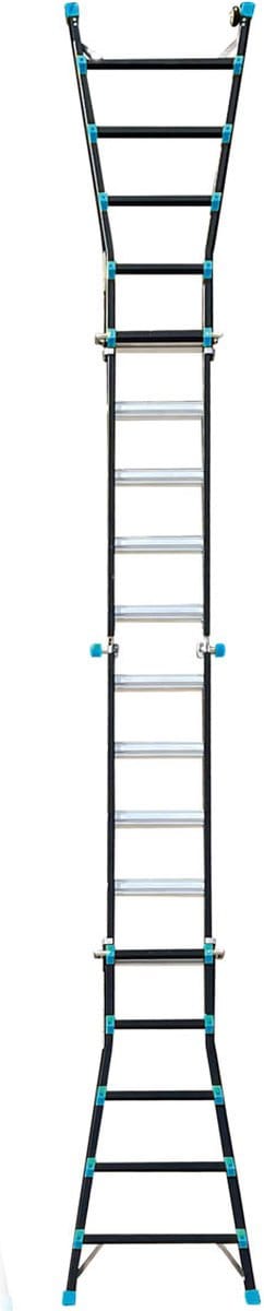 Eurostairs professionele Vouwladder – Uitschuifbare Multiladder 4x5 sporten (20 treden) – 6,40 meter werkhoogte