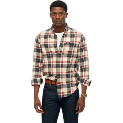 Superdry Katoenen Lumberjack Overhemd met Lange Mouwen White Grootte: L