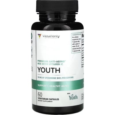 Vitauthority, Youth, mélange anti-âge premium contenant de la vitamine C, 60 gélules végétales