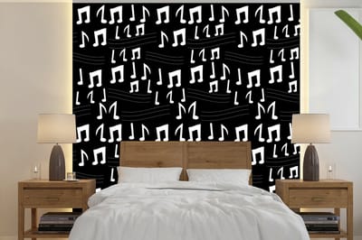 Behang - Fotobehang Muziek - Zwart Wit - Patroon - Breedte 240 cm x hoogte 240 cm