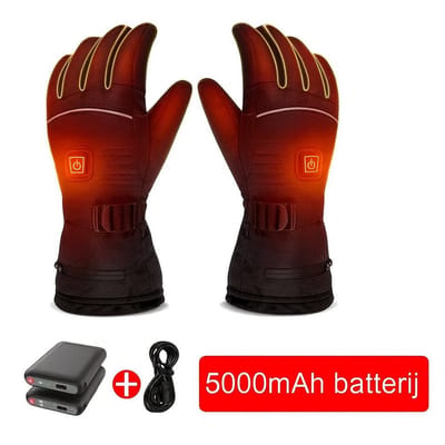 jumalu Verwarmde Handschoenen – Maat M – Oplaadbare Elektrische Winterhandschoenen – 5000mAH – Water- & Winddicht – 3 Warmtestanden – Touchscreen – Voor Fiets, Wandel & Ski