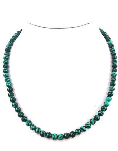 Ketting - Edelsteen - Malachiet - 6 mm kralen - L 45cm - RVS sluiting. Zorgt bescherming, emotionele balans, gezonde relaties en genezing.