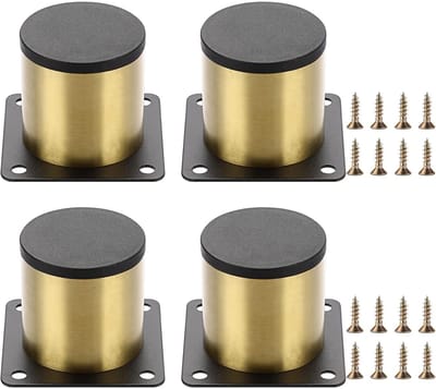 EXCITAT Meubelpoten van 2 inch - Meubelpoten van roestvrij staal - Met schroeven - Eenvoudig te monteren - Voor stoelen, tafels, kasten, bureaus, banken en meubels - Rond - Goud