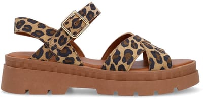 Manfield - Dames - Suède leopard sandalen - Maat 36