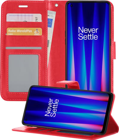 Hoesje - Geschikt voor OnePlus Nord CE 2 - Luxe Bookcase - Walletcase Hoes - Portemonnee - Cover - Telefoonhoes - Rood