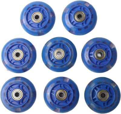 Knipperende skate wielen - LED wielen rolschaats - Veilig rijden - Zelfaangedreven LED - 64 mm 8 stuks - Blauw