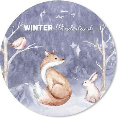 Muismat rond 20x20 cm - Mousepad Winter - Sneeuw - Vos - Ronde muismatten - Kerst - Cadeau - Kerstcadeau voor mannen en voor vrouwen