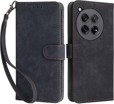 Coverup Hoesje - Geschikt voor OnePlus 12 Hoesje - Coverup Book Case met Koord - Zwart