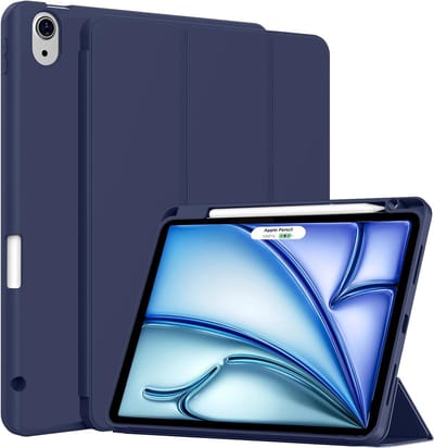 Hoes Geschikt voor Apple iPad Air 11 inch (2026, M4/2025, M3/2024, M2) - Blauw - Casemania Tri Fold Tablet Case met Penhouder - Beschermhoes Smart Cover