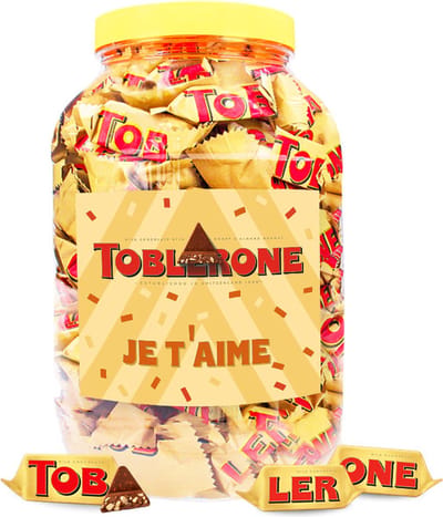 Toblerone Tiny chocolade "je t'aime" - melkchocolade met nougat, amandel en honing - 1000g