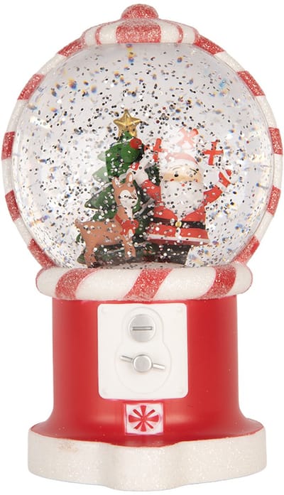 Clayre & Eef Kerstdecoratie met LED-verlichting en muziek 12x11x20 cm / 3xAA Rood Kunststof