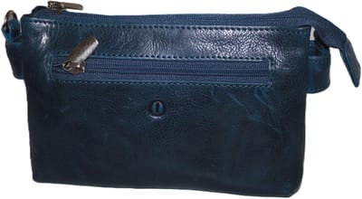 Oi blauwe leren damestas / schoudertasje zwart met 2 grotere vakken / festival tasje Holiday / blauw leer / 256Blue