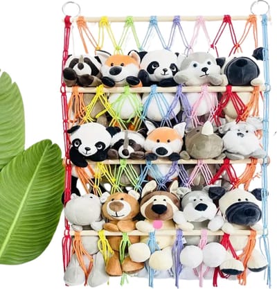 Nivard Knuffel Net - Hangmat - Speelgoed - Opbergsysteem - Hangmat Voor Knuffels - Organizer - Gemengde Kleuren - Drie Lagen
