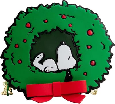 Snoopy Crossbody Tas - Snoopy Handtas - Casual Gebruik - Winter Wreath Design - 25.4 x 7.62 x 22.86 cm