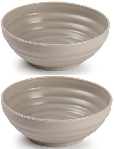 Plasticforte Kommetjes / schaaltjes - 4x - dessert en ontbijt - kunststof - D13x5 cm - taupe beige