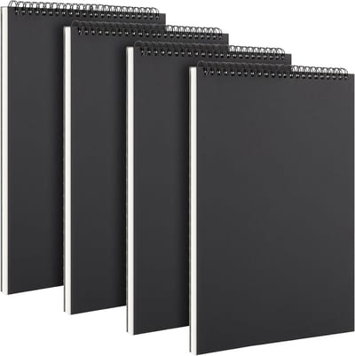 A4 Spiral Binding Schetsboek Set van 4, 30 Vel, 120g/m², Ideaal voor Tekenen, Doodlen en Schrijven