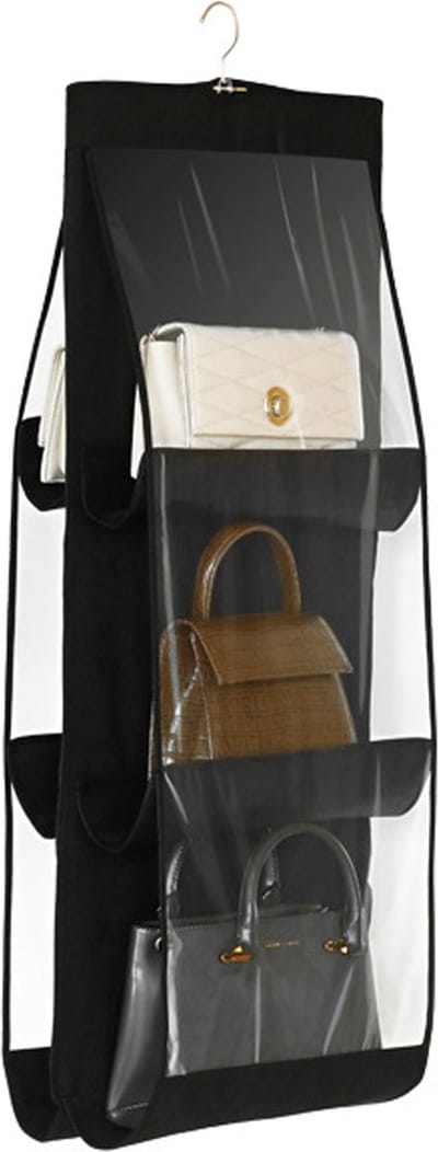 Tassen organizer - Opbergen van 6 Handtassen - Zwart - Hangende tassenopberger - 85 cm x 36 cm - Organiser